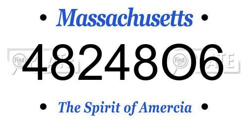 48248O6 Massachusetts License Plate