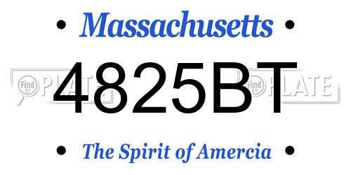 4825BT Massachusetts License Plate