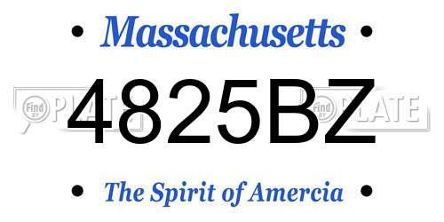 4825BZ Massachusetts License Plate