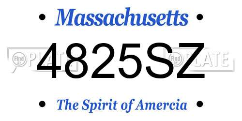 4825SZ Massachusetts License Plate