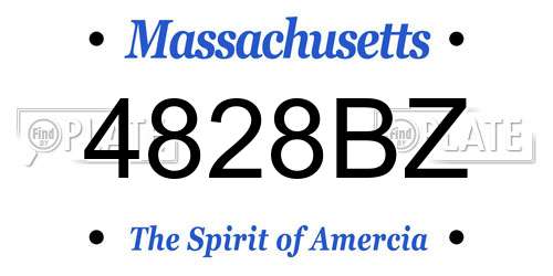 4828BZ Massachusetts License Plate