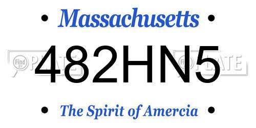 482HN5 Massachusetts License Plate