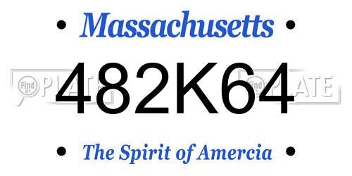 482K64 Massachusetts License Plate