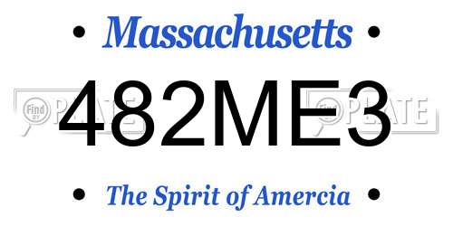 482ME3 Massachusetts License Plate