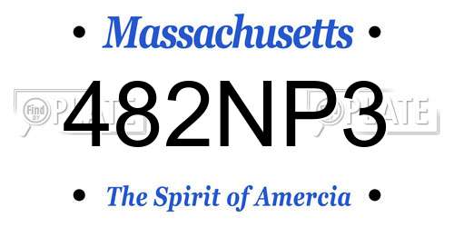 482NP3 Massachusetts License Plate
