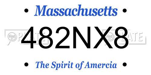 482NX8 Massachusetts License Plate