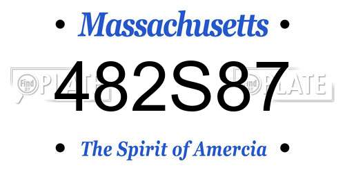 482S87 Massachusetts License Plate