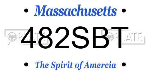 482SBT Massachusetts License Plate