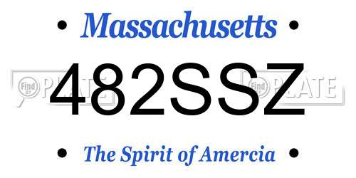 482SSZ Massachusetts License Plate