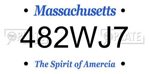 482WJ7 Massachusetts License Plate