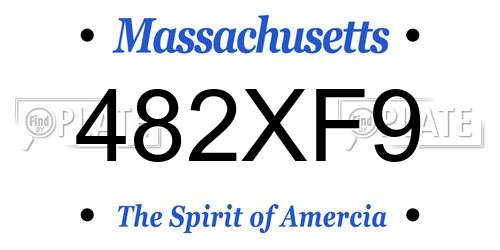 482XF9 Massachusetts License Plate