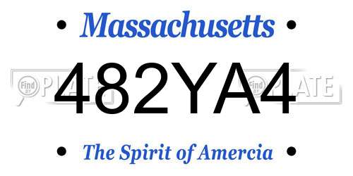 482YA4 Massachusetts License Plate