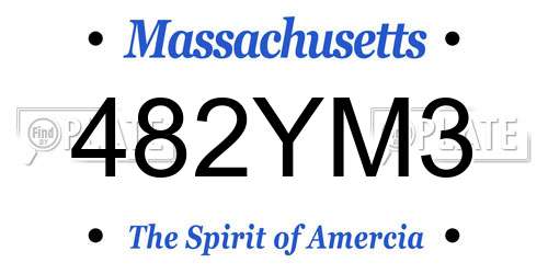 482YM3 Massachusetts License Plate