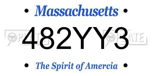 482YY3 Massachusetts License Plate