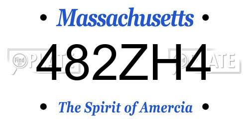 482ZH4 Massachusetts License Plate
