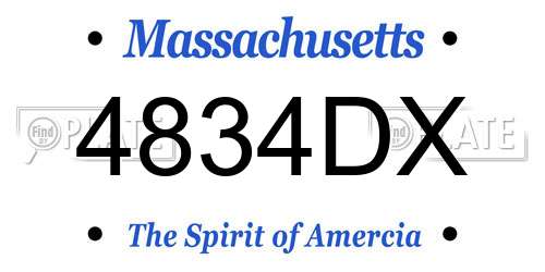 4834DX Massachusetts License Plate