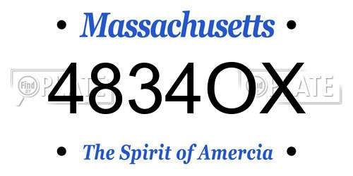 4834OX Massachusetts License Plate
