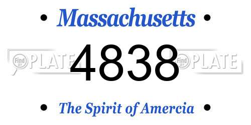 4838 Massachusetts License Plate