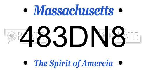 483DN8 Massachusetts License Plate