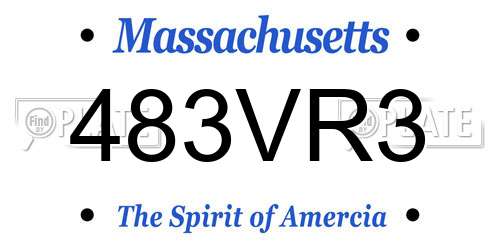 483VR3 Massachusetts License Plate