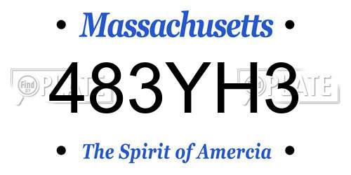 483YH3 Massachusetts License Plate