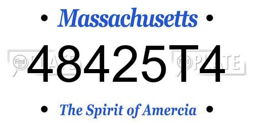 48425T4 Massachusetts License Plate