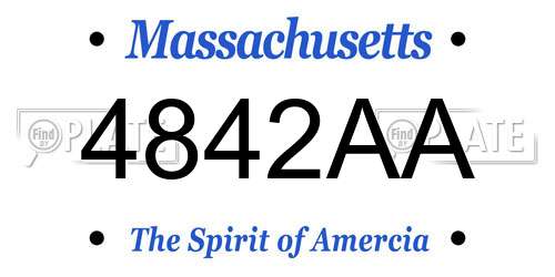 4842AA Massachusetts License Plate