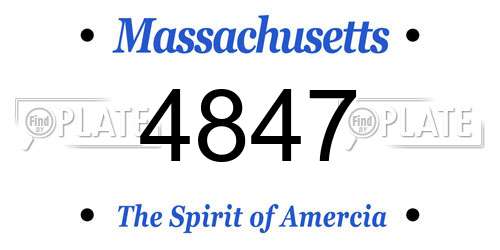 4847 Massachusetts License Plate