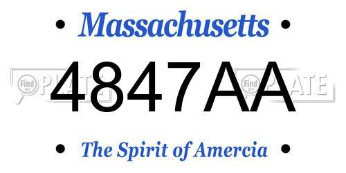 4847AA Massachusetts License Plate