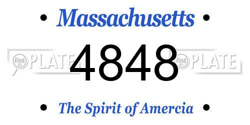 4848 Massachusetts License Plate