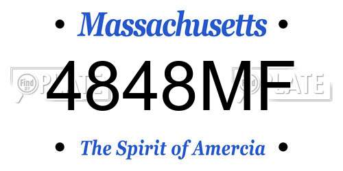 4848MF Massachusetts License Plate