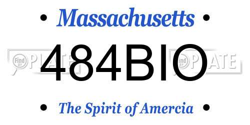 484BIO Massachusetts License Plate