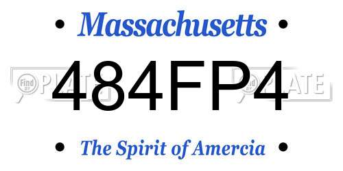 484FP4 Massachusetts License Plate
