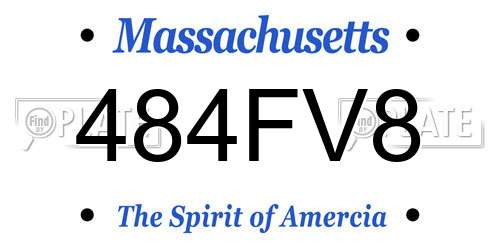 484FV8 Massachusetts License Plate
