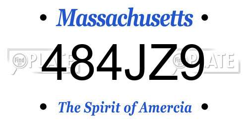 484JZ9 Massachusetts License Plate