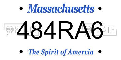 484RA6 Massachusetts License Plate