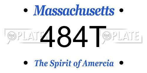 484T Massachusetts License Plate