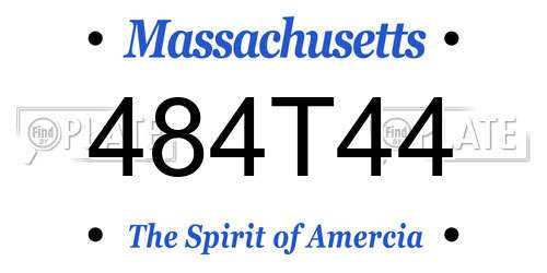 484T44 Massachusetts License Plate