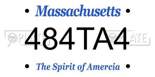 484TA4 Massachusetts License Plate