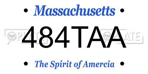 484TAA Massachusetts License Plate