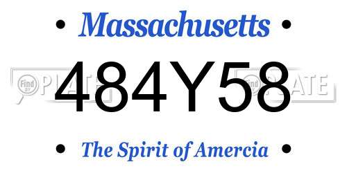 484Y58 Massachusetts License Plate