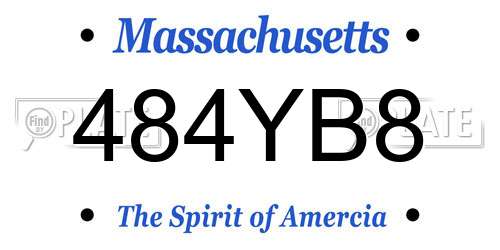 484YB8 Massachusetts License Plate