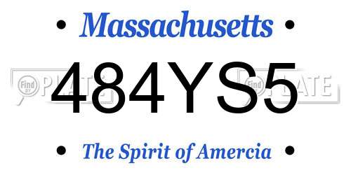 484YS5 Massachusetts License Plate