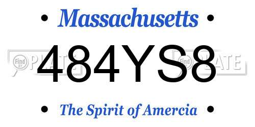 484YS8 Massachusetts License Plate