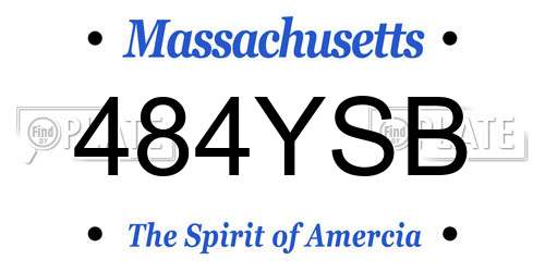 484YSB Massachusetts License Plate