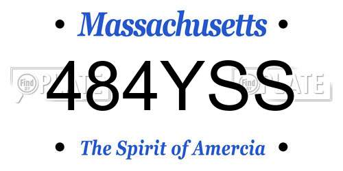 484YSS Massachusetts License Plate