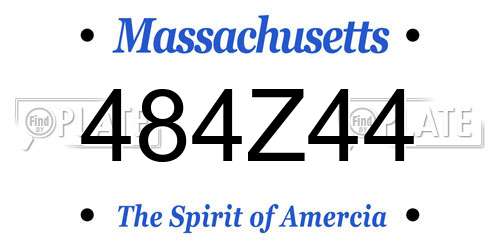 484Z44 Massachusetts License Plate