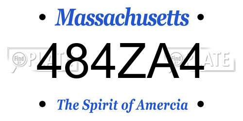 484ZA4 Massachusetts License Plate