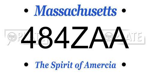 484ZAA Massachusetts License Plate