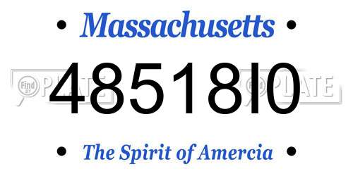 48518I0 Massachusetts License Plate